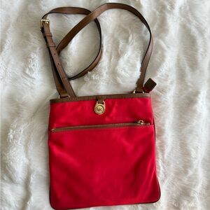 Michael Kors Red and Brown Crossbody Bag